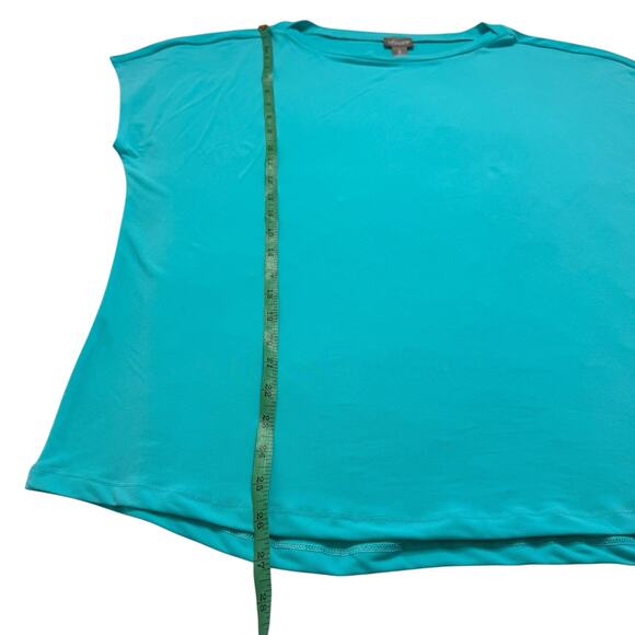 CHICOS Teal Jersey Knit Short Sleeve Blouse Size XL (3) Womens Boat Neck Travel - Picture 8 of 8